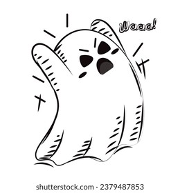 Isolated sketch of a cute halloween ghost character Vector