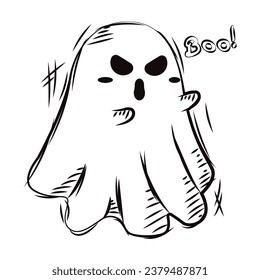Isolated sketch of a cute halloween ghost character Vector