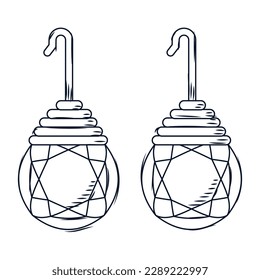 Isolated sketch of earrings with gemstones Vector