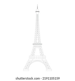 Esbozo aislado del vector emblemático de la torre Eiffel