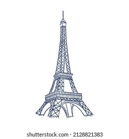 Isolated sketch of Eiffel tower Vector