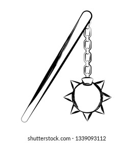 Isolated sketch of a flail. Vector illustration design