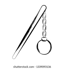 Isolated sketch of a flail. Vector illustration design