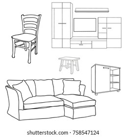 isolated sketch furniture set