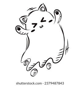 Isolated sketch of a ghost with a cat costume Vector