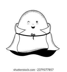 Esbozo aislado de un fantasma con disfraz de vampiros Ilustración vectorial