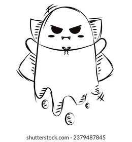 Isolated sketch of a ghost with vampire costume Vector
