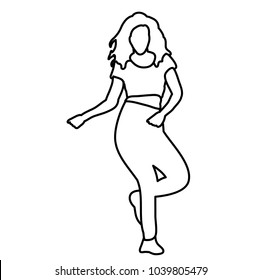 isolated sketch of a girl dancing