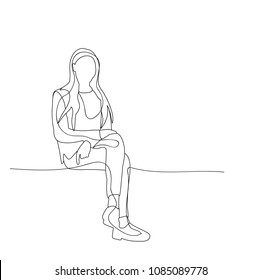 Isolated Sketch Girl Sitting Alone Stock Vector (Royalty Free ...