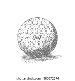 Isolated Sketch Of A Golf Ball On A White Background