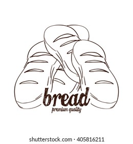 Isolated sketch of a group of breads on a white background with text
