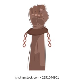 Esbozo aislado de una mano protestando con esposas Vector