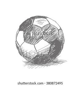 Isolated sketch of a handball ball on a white background