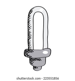 an isolated sketch of a light bulb on a white background