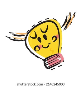 Isolated sketch of a lightbulb cartoon Vector