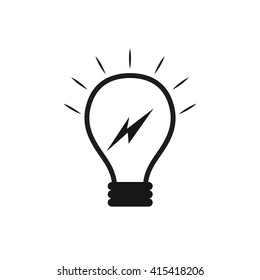Isolated sketch of a lightbulb with a thunder icon on a white background