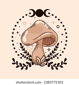 Isolated sketch of magic mushrooms Tarot style Vector