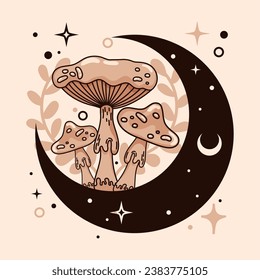 Isolated sketch of magic mushrooms Tarot style Vector