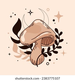 Isolated sketch of magic mushrooms Tarot style Vector
