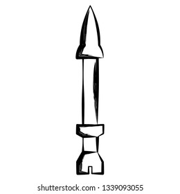 Isolated sketch of a missile. Vector illustration design
