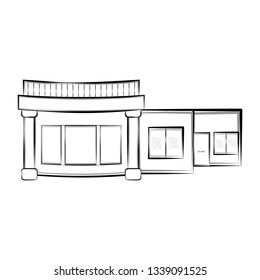 Isolated sketch of a modern house. Vector illustration design