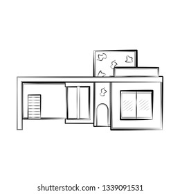 Isolated sketch of a modern house. Vector illustration design