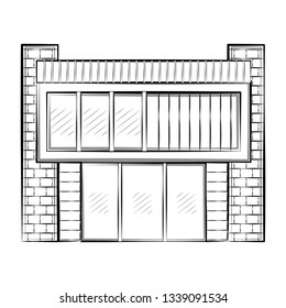 Isolated sketch of a modern house. Vector illustration design