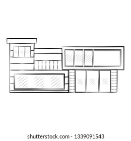 Isolated sketch of a modern house. Vector illustration design