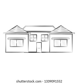Isolated sketch of a modern house. Vector illustration design