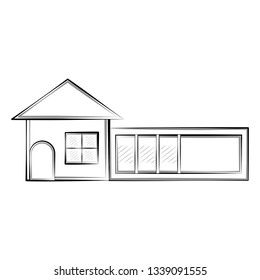 Isolated sketch of a modern house. Vector illustration design