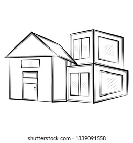 Isolated sketch of a modern house. Vector illustration design