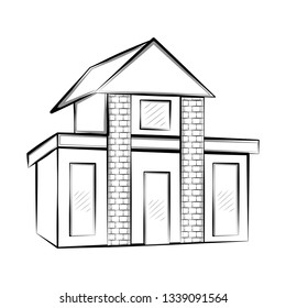 Isolated sketch of a modern house. Vector illustration design