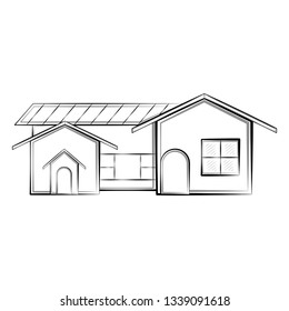 Isolated sketch of a modern house. Vector illustration design