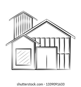 Isolated sketch of a modern house. Vector illustration design