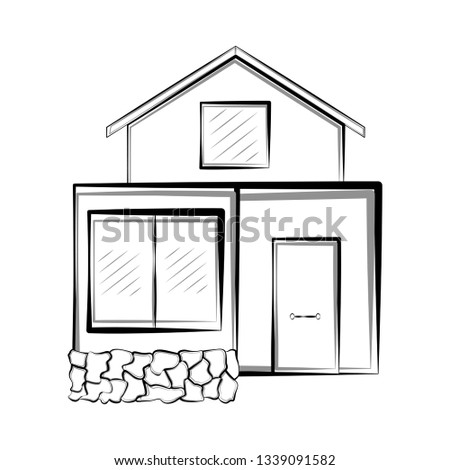 Isolated sketch of a modern house. Vector illustration design