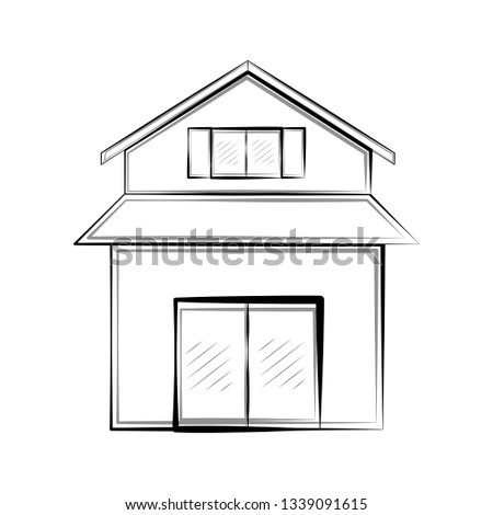 Isolated sketch of a modern house. Vector illustration design