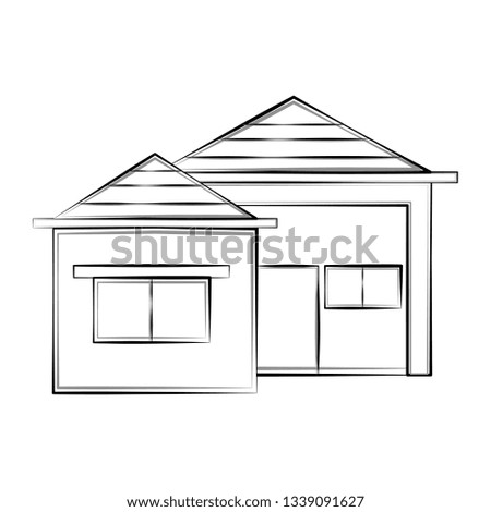 Isolated sketch of a modern house. Vector illustration design