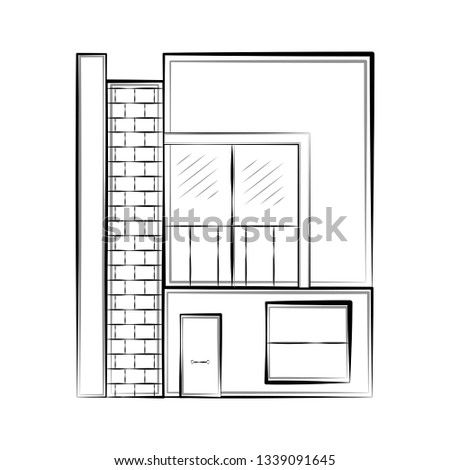Isolated sketch of a modern house. Vector illustration design