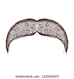 Isolated sketch of moustache. Vector illustration design