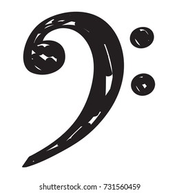 Isolated sketch of a musical note, Bass clef, Vector illustration