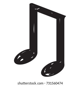 Isolated sketch of a musical note, Eighth note, Vector illustration