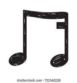 Isolated sketch of a musical note, Sixteenth note, Vector illustration