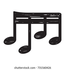 Isolated sketch of a musical note, Sixty-fourth note, Vector illustration