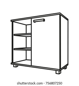 isolated sketch of nightstand