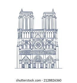 Isolated sketch of Notre Dame Vector
