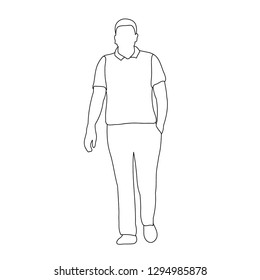 Continuous Line Drawing Man Walking Wear Stock Vector (Royalty Free ...