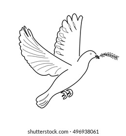 Isolated sketch of a pigeon, Peace vector illustration