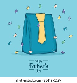 Isolated sketch of a present with a necktie Happy fathers day Vector