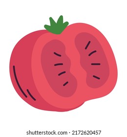 Esbozo aislado de una tajada de tomate Icono Vector de diseño plano
