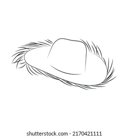 Isolated sketch of a straw summer hat Vector